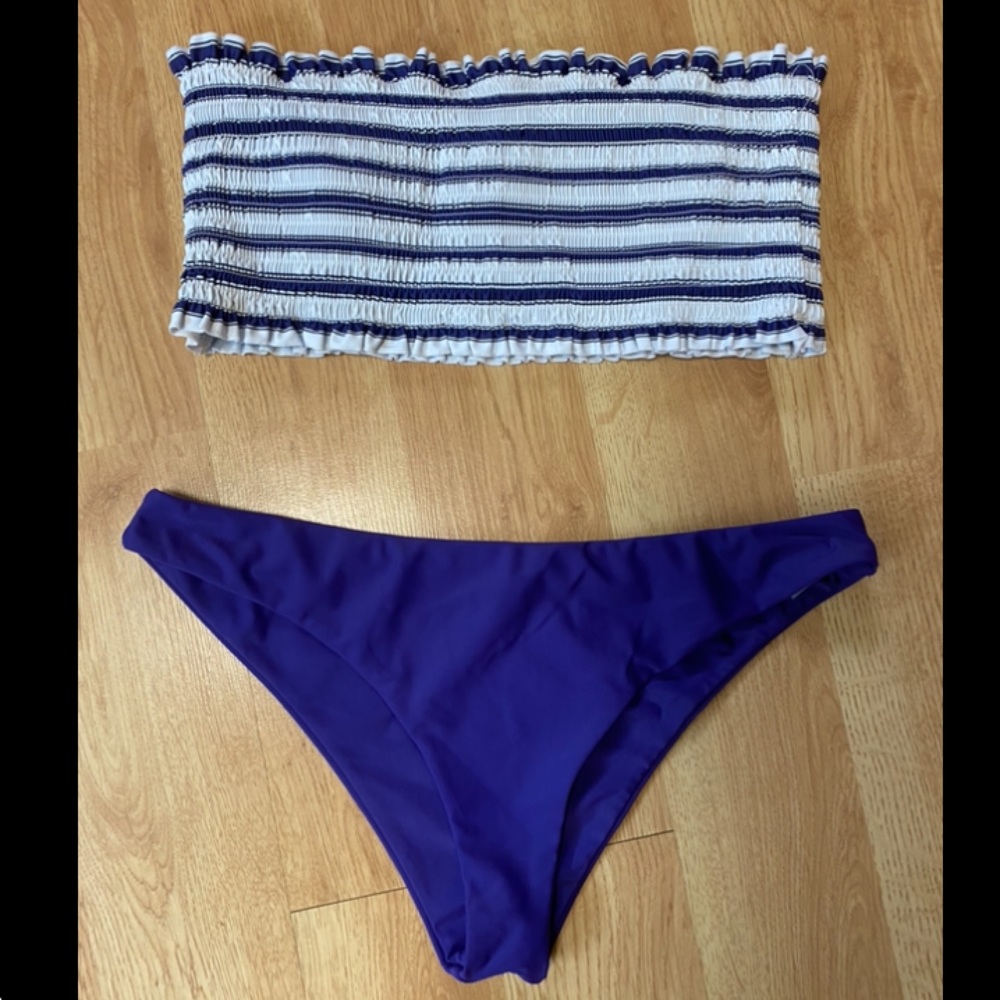 Zaful Smocked Bandeau Bikini